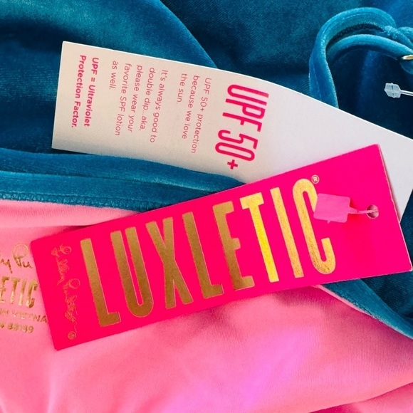 LILLY PULITZER Luxletic Cassis Velvet Bra Tank Teal Bay Size L NEW - Picture 8 of 8